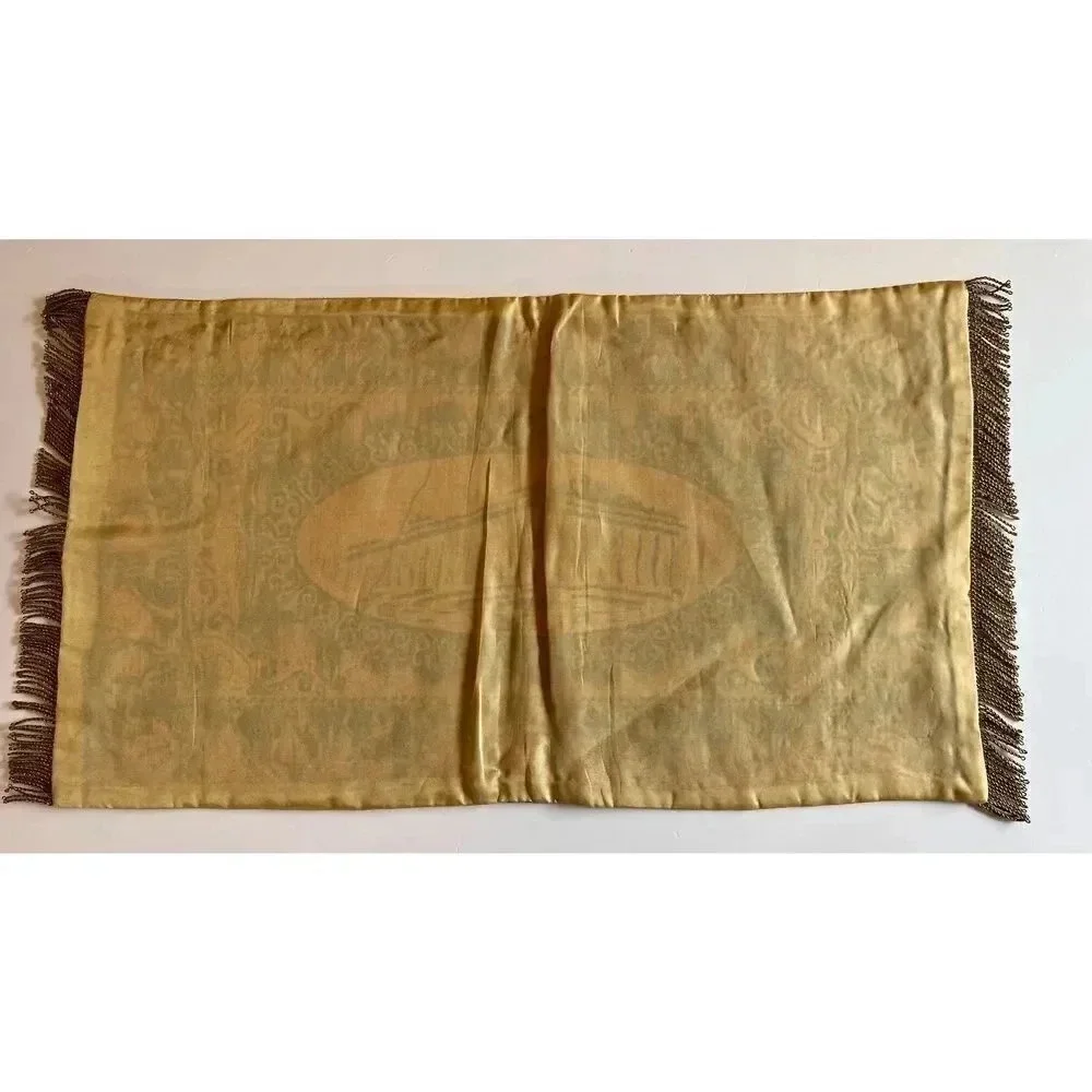 Vintage Greek Mount Olympus Table Cloth‎ Tapestry Runner Fringe Rare